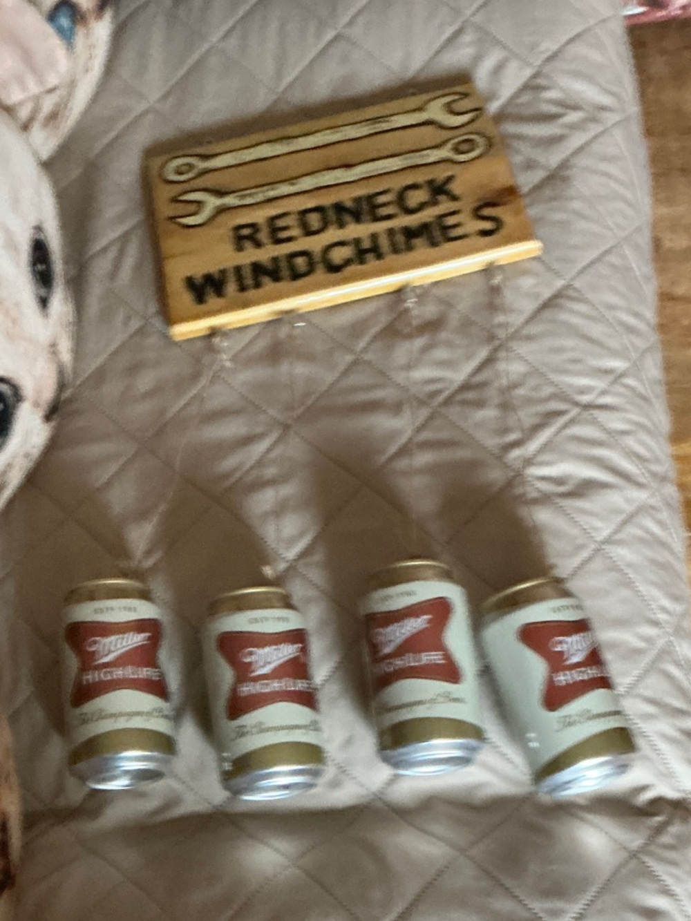 Redneck Windchimes Wooden Sign with Hanging Cans